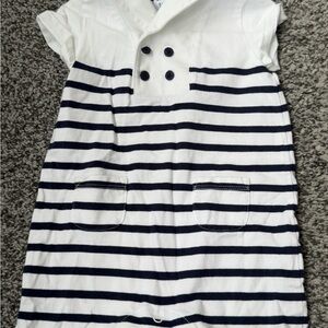 Janie and Jack Navy and White Striped One Piece
